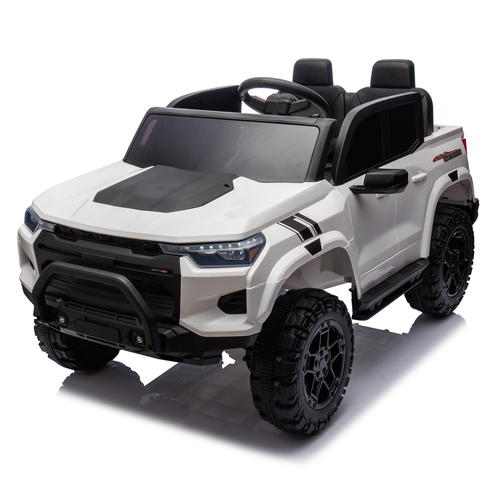 24V10A Two Seater Kids Ride On Electric Pickup, Kids Ride On Toy W Parents Remote Control,4Wd 800W Motors,Two Safety Belts,High Gate Safety Design,Usb,Bluetooth, Speed 2.49 3.73Mph For Kids Aged 3 . White 50 99 Lbs Polypropylene