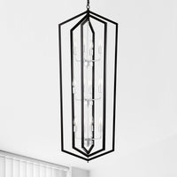 12 Light Farmhouse Kitchen Chandeliers, Matte Black And Sliver Vintage Rustic Cage Light Fixture Adjustable Height Chandeliers For Dining Room Hallway Foyer Entryway E12 Bulbs Not Included Matte Black American Design,Luxury,Modern,Vintage Metal Metal