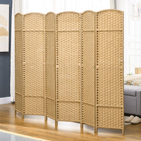Homcom Room Divider, 6 Panel Folding Privacy Screen, 5.6' Tall Freestanding Wall Partition For Home Office, Bedroom, Nature Wood Natural Wood Polypropylene