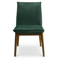 Monza Dark Green Velvet Dining Chair Set Of 2 Solid Dark Green,Green Brown Foam Wipe Clean Dining Chairs Foam Solid Wood,Velvet