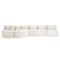 143.7" Upholstered Sofa Free Combined Sofa Couch With Two Chaise Lounge And Five Back Pillows For Living Room, Beige Beige Foam Polyester 5 Seat