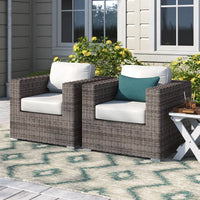 Grade Club Fully Assembled Patio Chair With Sunbrella Cushions Stylish And Durable Outdoor Seating For Ultimate Comfort Grey Mix,White Wicker