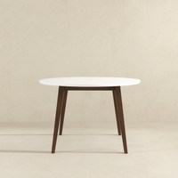 Paloma Dining Table White Brown,White Seats 4 Brown Dining Room Mid Century Modern Oval Solid Wood