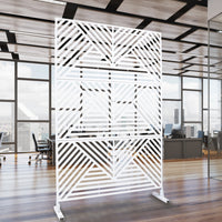 Outdoor & Indoor Privacy Screen Metal Privacy Screen 76" H 48" W, Freestanding Decorative Privacy Screen For Deck Balcony Patio, Privacy Fence Panels For Outside Lawn Garden Ps101 White White Steel