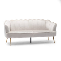 3 Seater Sofa Beige Velvet