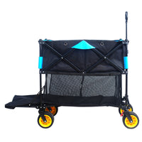 Big Large Capacity Folding Cart Extra Long Extender Wagon Cart Folding Wagon Garden Shopping Beach Cart Black Blue Black Garden & Outdoor Iron,Oxford Fabric