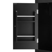 Elegant Bathroom Floor Storage Cabinet, Bathroom Storage Unit, Freestanding Cabinet With 4 Doors, Adjustable Shelves, Adaptable Shelves, Black Black Mdf