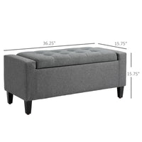 Homcom Storage Ottoman, Linen Upholstered Storage Bench With Lift Top And Button Tufted For Living Room, Gray Gray Polyester