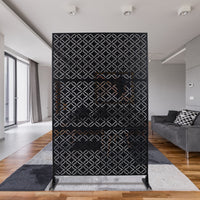 Outdoor & Indoor Privacy Screen Metal Privacy Screen 76" H 48" W, Freestanding Decorative Privacy Screen For Deck Balcony Patio, Privacy Fence Panels For Outside Lawn Garden Ps107 Black Black Steel