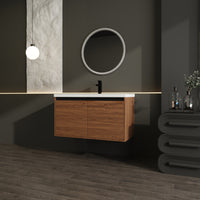 Brown 36 Inch Bathroom Vanity With Resin Countertop Sink, 2 Doors Bathroom Cabinet Set Brown Bathroom American Design Engineered Wood