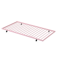 Full Size Metal House Bed With Fence, With Trundle, Pink Full Pink Metal