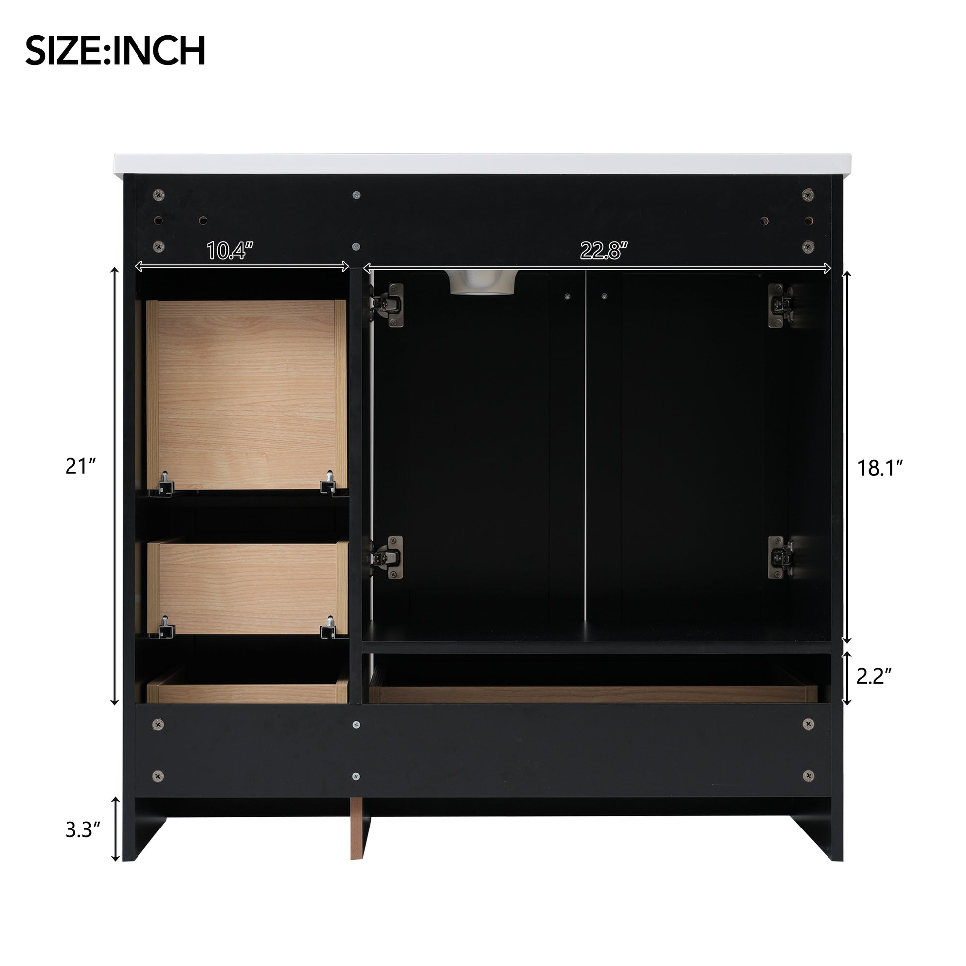 Video 36 Inch Shaker Style Free Standing Bathroom Vanity Cabinet With Sink, 4 Soft Close Drawers And 2 Soft Close Doors Black Bathroom Mdf