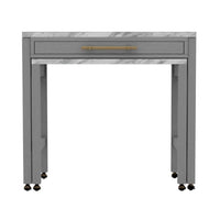 Light Gray Counter Height Table W Nested Table Dining Room Furniture Faux Marble Top Table Light Gray Gray Seats 4 Dining Room Contemporary,Modern,Transitional Rubberwood Rectangular Kitchen & Dining Tables Rectangular Faux Marble,Solid Wood