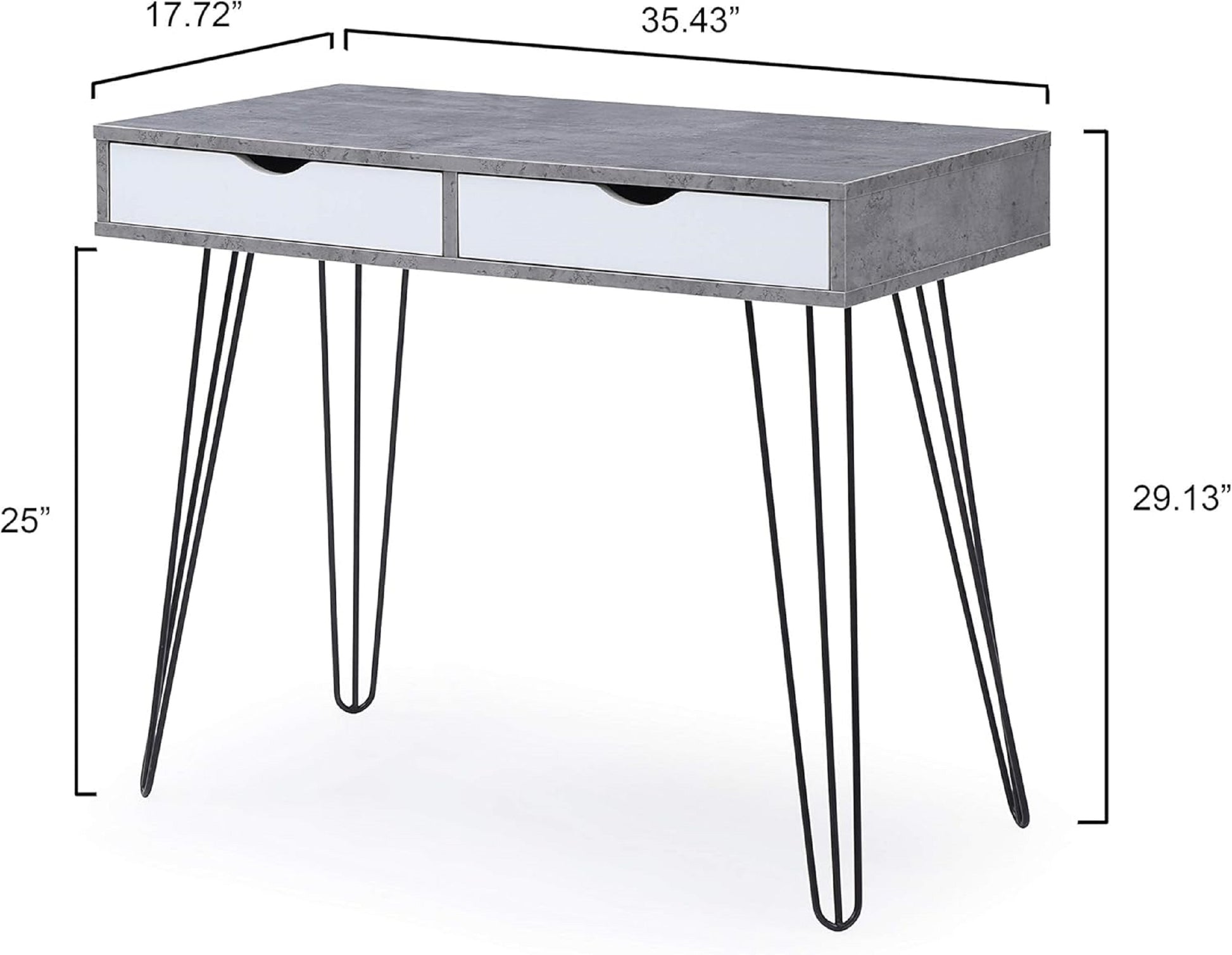 Modern Table 1Pc Laurel Small Desk With Drawers For Bedroom Study Home Office Dorm Stylish Computer Vanity Use Marbling Design Black Gray Black Gray Office Modern,Retro Rectangular Rectangular Wood