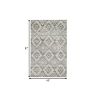 Ari 5 X 7 Modern Area Rug, Diamond Pattern, Soft Fabric, Cream, Gray Grey Cream Fabric