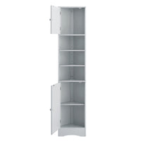 Multi Functional Corner Cabinet Tall Bathroom Storage Cabinet With Two Doors And Adjustable Shelves, Open Shelf, Grey Grey Mdf