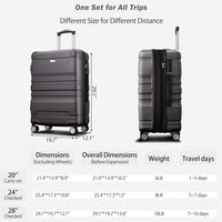 Luggage Sets Model Expandable Abs Hardshell 3Pcs Clearance Luggage Hardside Lightweight Durable Suitcase Sets Spinner Wheels Suitcase With Tsa Lock 20''24''28'' Dark Gray Dark Gray Abs