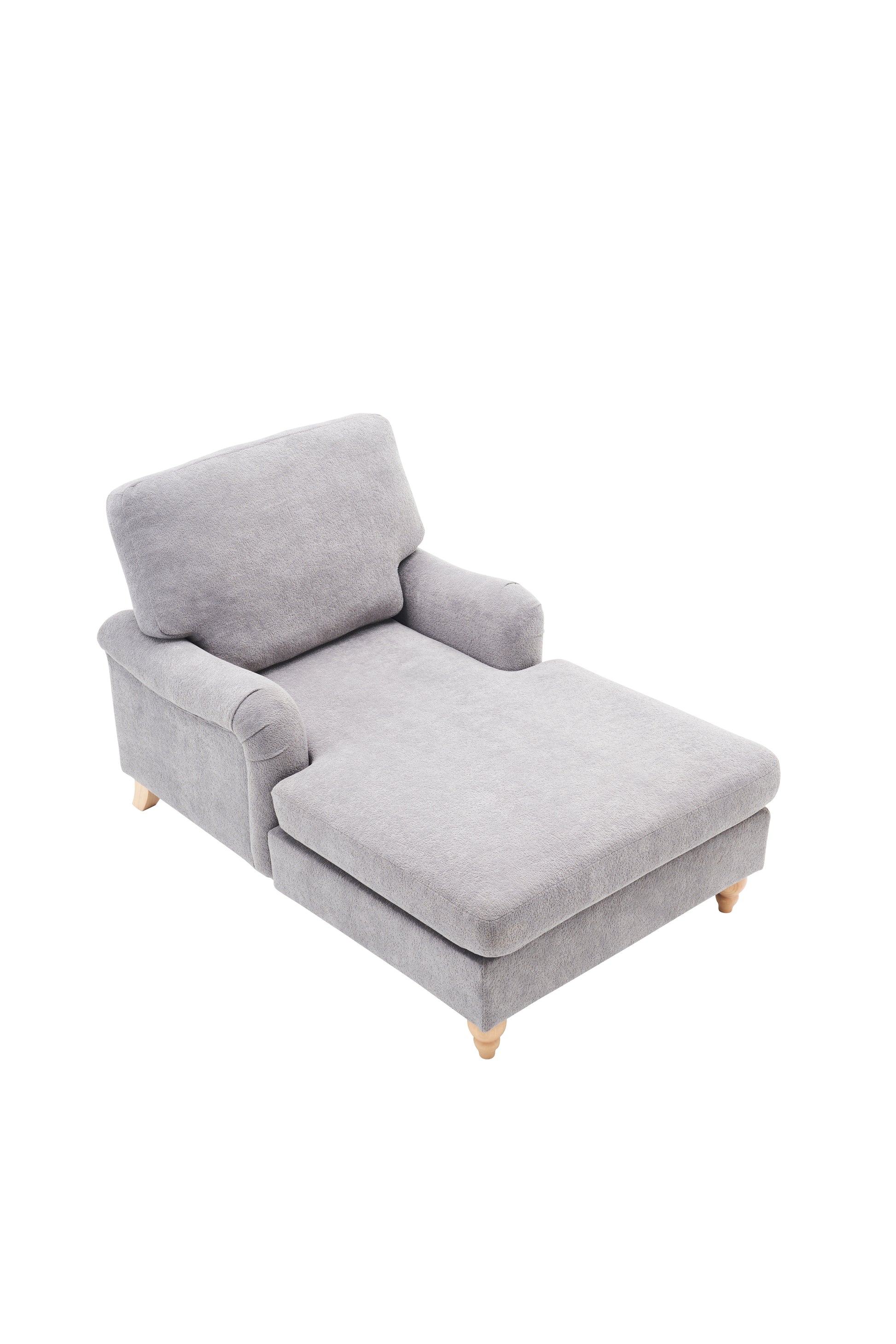 Modern Mid Century Indoor Oversized Chaise Lounger Comfort Sleeper Sofa With Soild Wood Legs Grey Foam 1 Seat