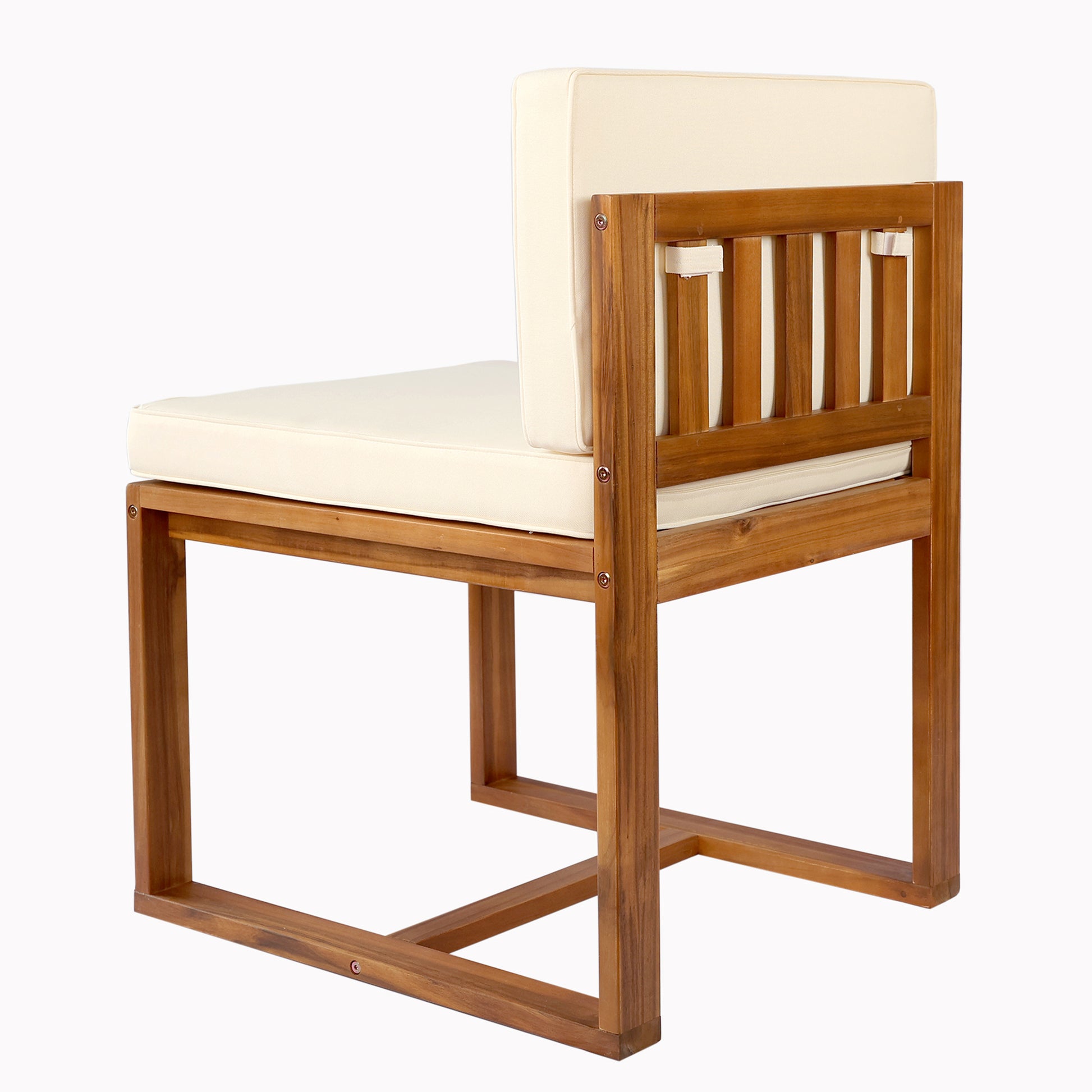 Patio Dining Chairs Set Of 2 Teak Beige Acacia Wood