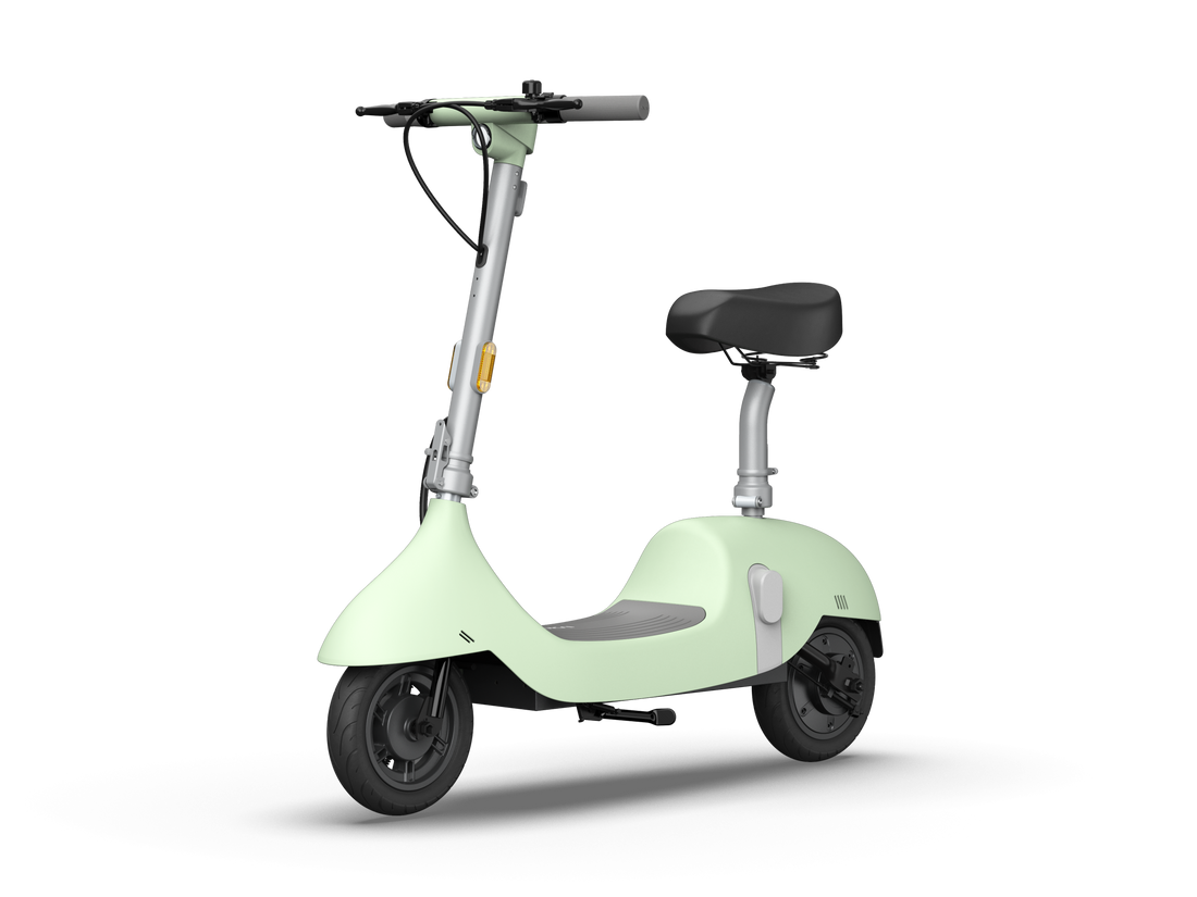 Electric Scooter With Foldable Seat W 35 Miles Operating Range & 15.5Mph Max Speed Green Green Aluminum