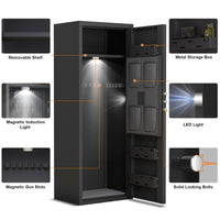 Heavy Duty All Steel Unassembledcabinet Biometric Lock, Dual Alarm Function, 7 8Capacity, Silent Operation, Emergency Battery Box, Adjustable Stock Black Steel