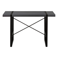 Computer Desk, Home Office, Laptop, 48"L, Work, Grey Laminate, Black Metal, Contemporary, Modern Grey Particle Board