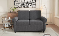 57.9" Orisfur Pull Out Sofa Bed Loveseat Sleeper With Twin Size Memory Mattress With Two Usb Ports For Living Room Spaces Old Sku:Wf305474Aae , Grey Grey Foam Linen