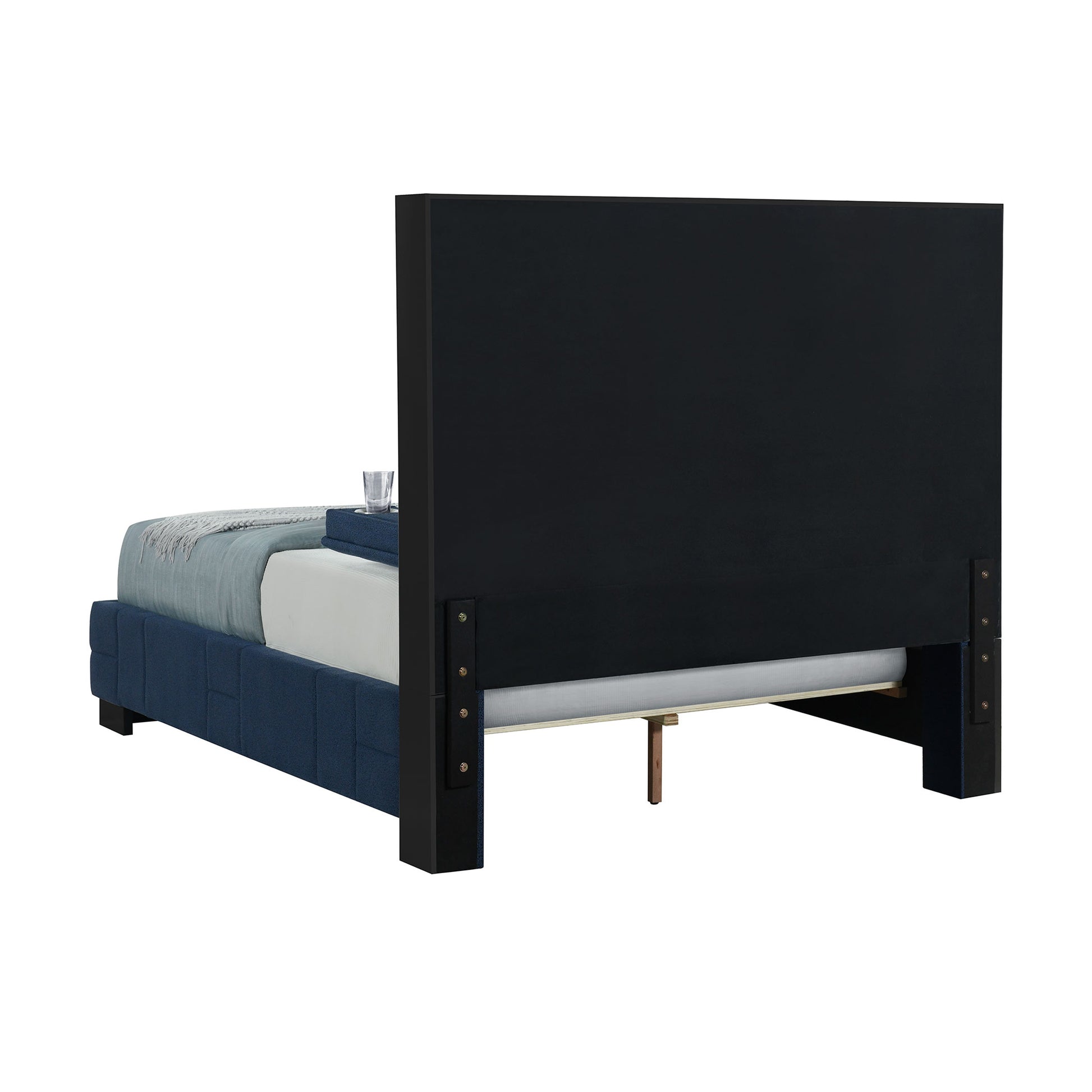 Yaris Navy Blue Queen Bed Navy Blue Rubber Wood