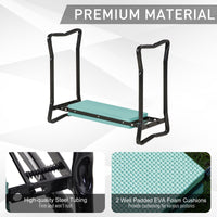 Outsunny Padded Garden Kneeler And Seat Bench, Padded Foldable Garden Stool, Green Green Steel