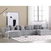 Arrived 131'' Modular Sectional Couch, U Shaped Sofachaise Lounge, Striped Fabric,Upholstered 4 Seater Couch For Living Room, Bedroom, Free Combination Sofa Corduroy , Gray Gray Polyester Primary