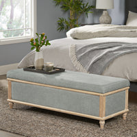 Osgood Gray Storage Ottoman Gray Wood Fabric