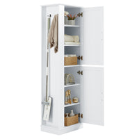 Tall Bathroom Storage Cabinet, Freestanding Storage Cabinet With Hook And Adjustable Shelf, Mdf Board, White White 2 Mdf