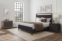 Queen Open Panel Bed Black Solid Wood Mdf