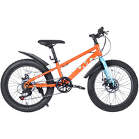 20 Inch Kids Bicyclesfat Tire Mountain Bike For Boys And Girls Age 5 Years ,Dual Disc Brake,Shimano 7 Speed ,Kids Beach And Snow Bicycle Orange Garden & Outdoor Steel