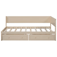 Twin Size Wood Daybed With 2 Drawers And Guardrail, Beige Beige Solid Wood Mdf