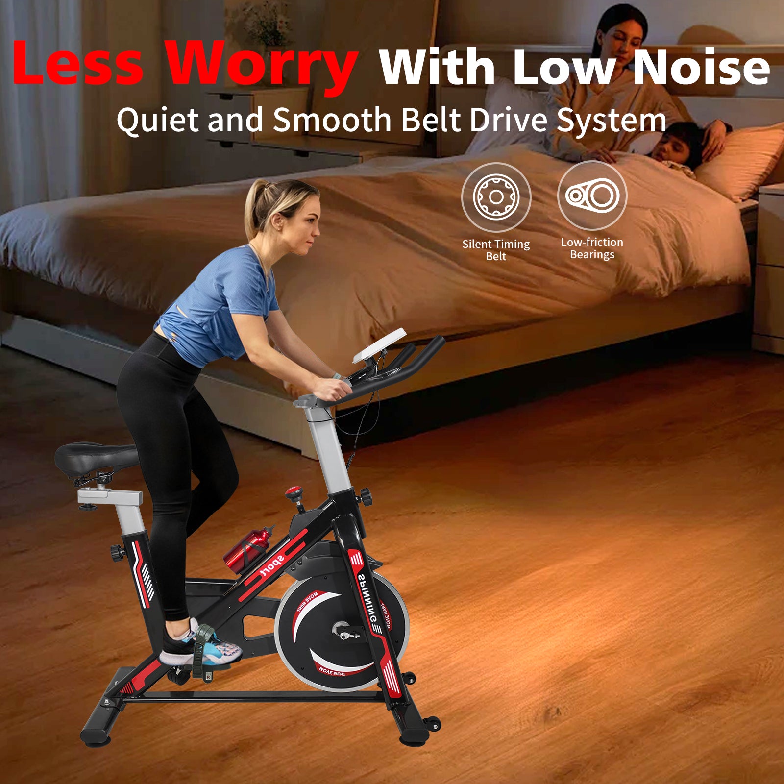 Indoor Exercise Bike Cycling Bike With Comfortable Seat Cushion Black Red Black Red Steel