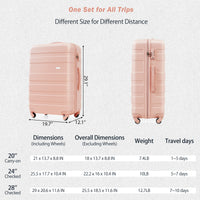 Luggage Sets Model Abs Hardshell 3Pcs Clearance Luggage Hardside Lightweight Durable Suitcase Sets Spinner Wheels Suitcase With Tsa Lock 20''24''28'' Pink Pink Abs