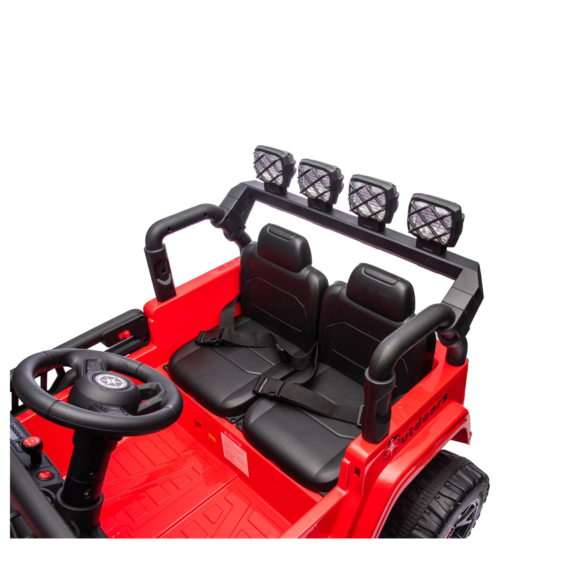 Red,24V 2 Seater Ride On Truck Car, 4Wd Motors, With 2.4G Remote Control,Metal Suspension,Soft Start,Music, Led Light,Outdoor Off Road Electric Car,Toys Gifts Red 100 149 Lbs Iron Plastic Iron