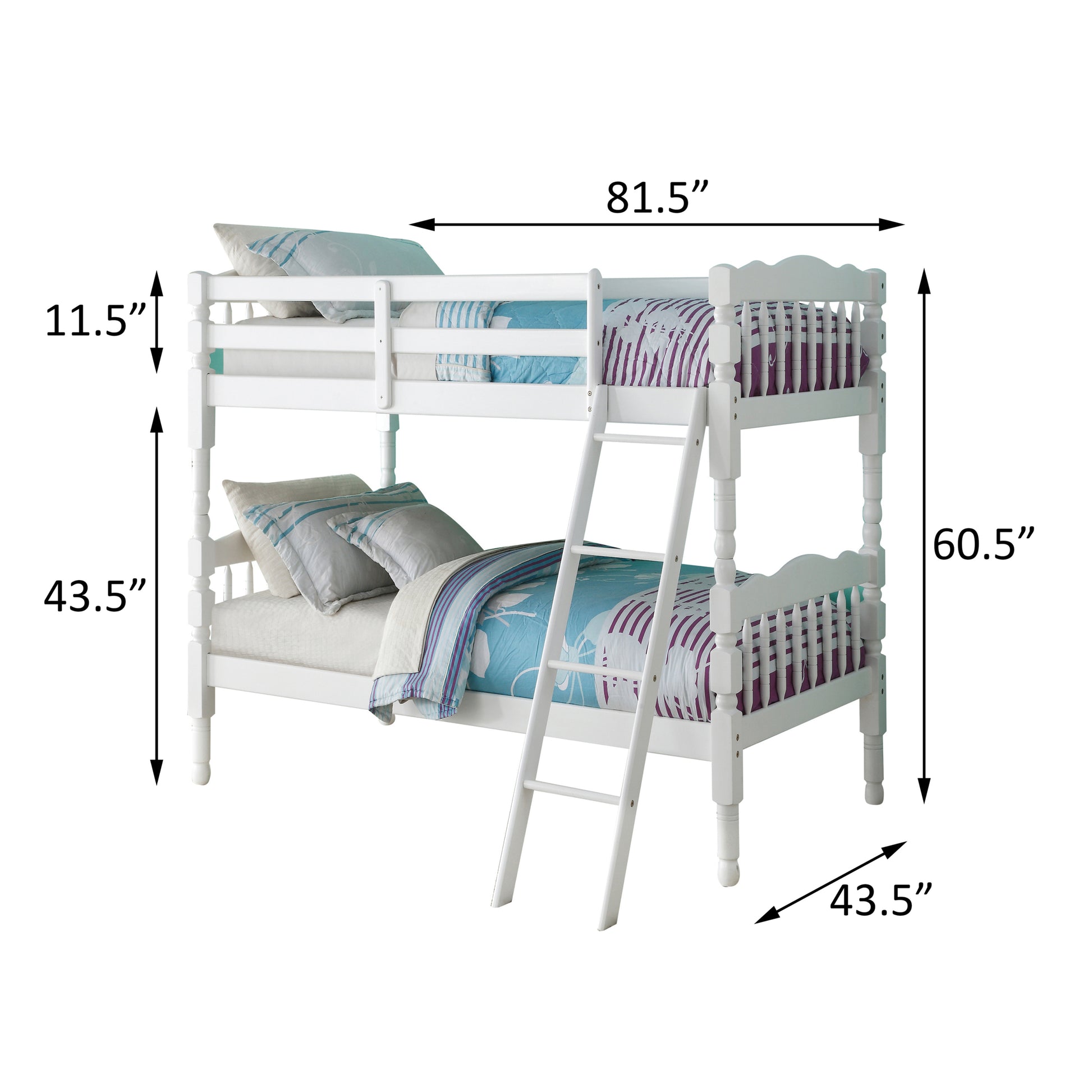 White Twin Over Twin Bunk Bed White White Bedroom Wood