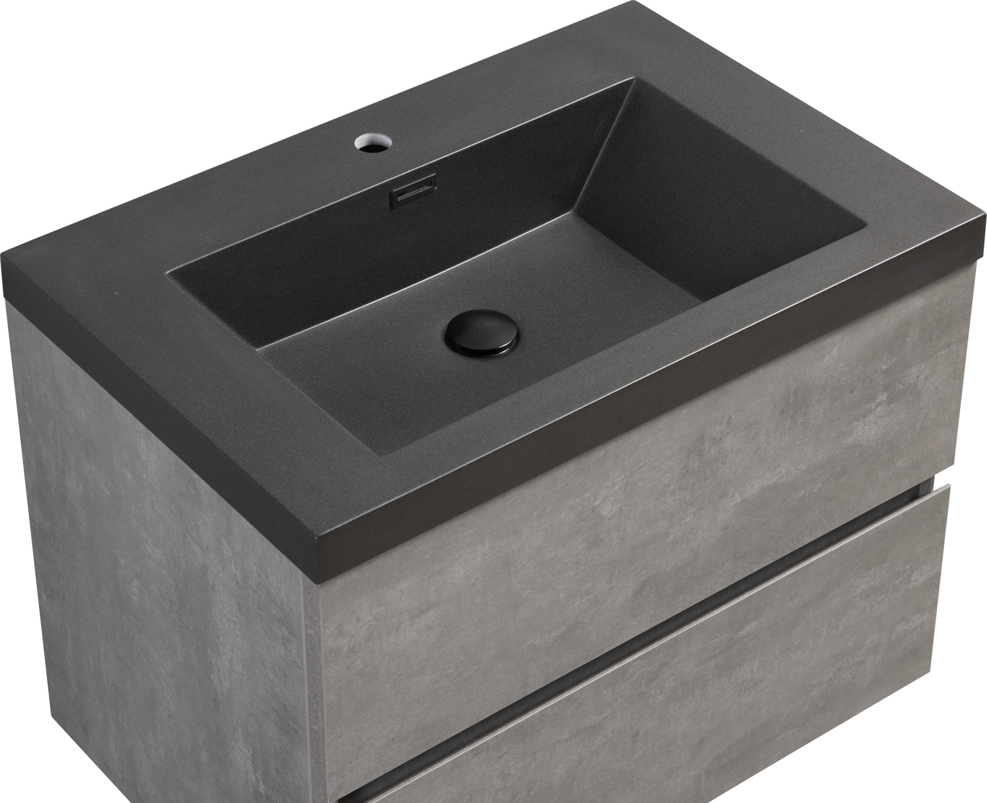 30" Floating Bathroom Vanity With Sink, Modern Wall Mounted Bathroom Storage Vanity Cabinet With Black Quartz Sand Top Basin And Soft Close Drawers, 24V12 30Gr Grey 24Vedi 30B 2 Grey Bathroom Wall Mounted Plywood