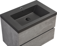 30" Floating Bathroom Vanity With Sink, Modern Wall Mounted Bathroom Storage Vanity Cabinet With Black Quartz Sand Top Basin And Soft Close Drawers, 24V12 30Gr Grey 24Vedi 30B 2 Grey Bathroom Wall Mounted Plywood