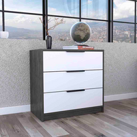 Dresser 27"H, 3 Drawers Dresser, Superior Top, Smokey Oak White Multicolor Bedroom Modern Particle Board Particle Board
