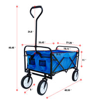 Folding Wagon Garden Shopping Beach Cart Blue Blue Steel