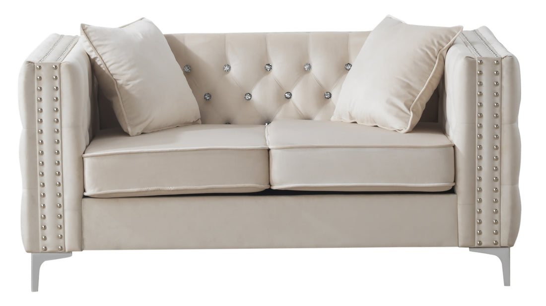 Paige G827A L Loveseativory Ivory Foam Velvet