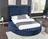 King Size Tufted Storage Bed Made With Wood In Blue Box Spring Not Required King Navy Wood Bedroom Contemporary,Modern Solid Wood Mdf Velvet Wood