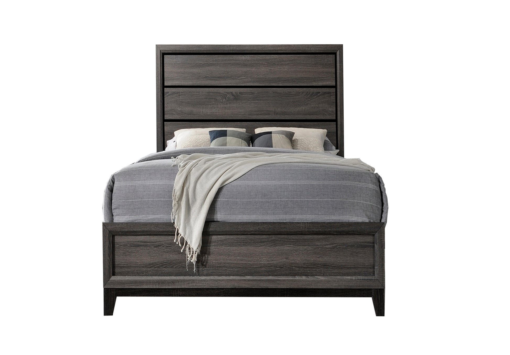 Full Size Contemporary Bed Made With Wood In Gray Box Spring Required Full Gray Wood Bedroom Modern Slat Beds Wood