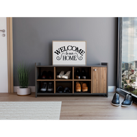 Modena Entryway Storage Unit Single Door, Six Cubbies, Six Shoes Capacity, Carbon Espresso Mahogany Multicolor Particle Board Particle Board