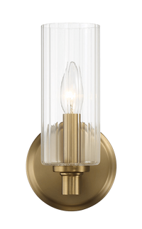 Jardin Single Light Wall Sconce With Clear Ribbed Glass Satin Brass Antique Brass,Clear,Gold Brass,Glass