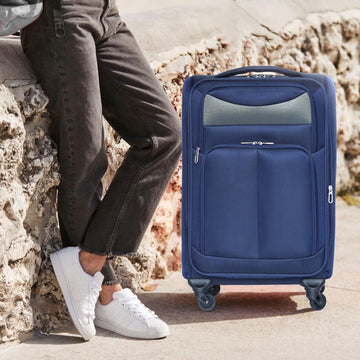 24 Inch Suitcase Navy Blue Blue Oxford Fabric