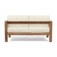 Genser Seat & Coffee Table Beige Brown Acacia Wood